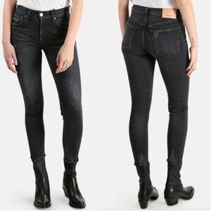 Moussy Vintage Denim Velma Skinny Jeans Distressed Black Wash Size 27
